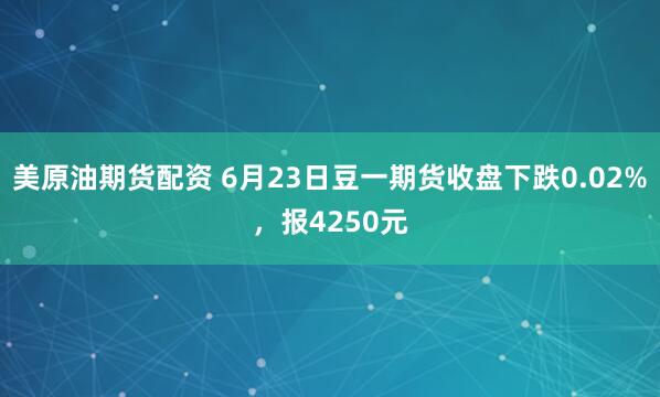 美原油期货配资 6月23日豆一期货收盘下跌0.02%，报4250元