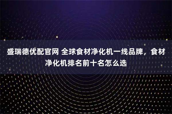 盛瑞德优配官网 全球食材净化机一线品牌，食材净化机排名前十名怎么选
