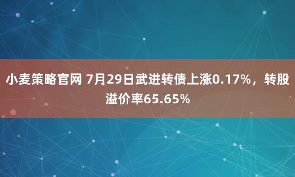 小麦策略官网 7月29日武进转债上涨0.17%，转股溢价率65.65%